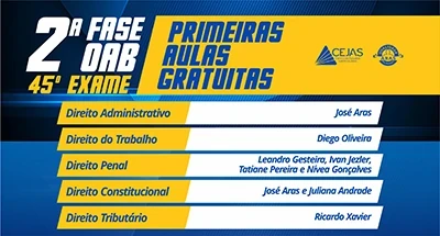 Primeiras Aulas Gratuitas - 2ªs Fases 45º Exame OAB - On-line