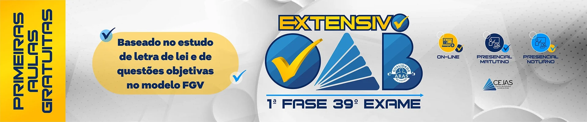 Primeiras Aulas Gratuitas - Extensivo OAB 1ª Fase - 39° Exame
