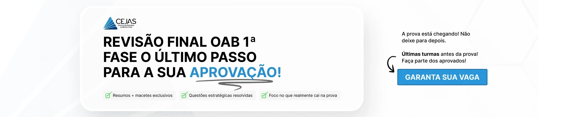 Revisões de Véspera - OAB 1ª Fase - 43° Exame - On-line