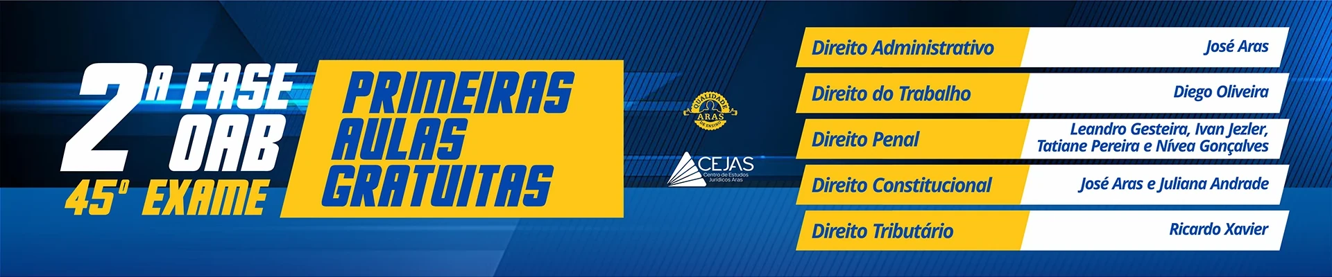 Primeiras Aulas Gratuitas - 2ªs Fases 45º Exame OAB - On-line