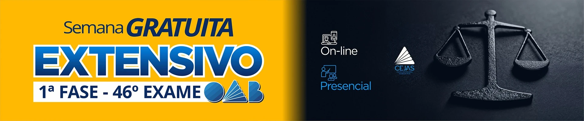 Primeira semana GRATUITA - Extensivo OAB 1ª Fase - 46° Exame