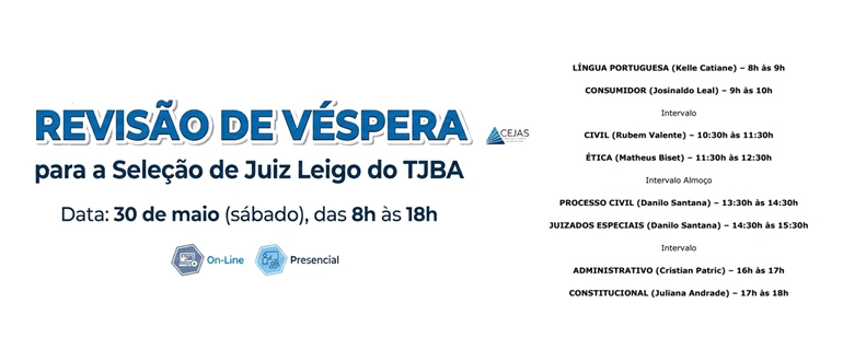 REVISÃO DE VÉSPERA – JUIZ LEIGO